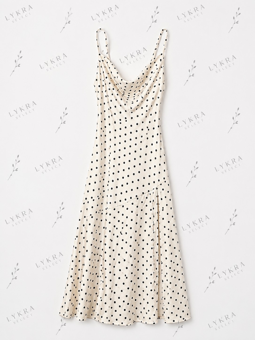 Lulu's Cream and Black Polka Dot Slip Dress - Picture 7 of 7